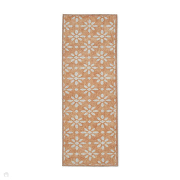 Washable Coral H1062 Modern Geometric Lightweight Printed Polyester Flatweave Yellow Runner-Think Rugs-Rug Love - The Most Loved Rug Store